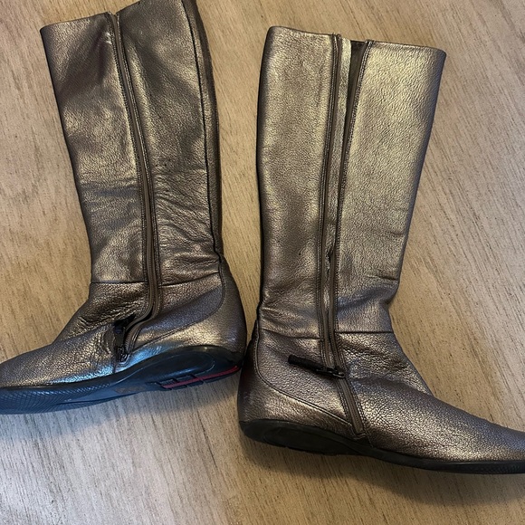 Prada Bronze Knee High Leather Boots - Picture 5 of 7